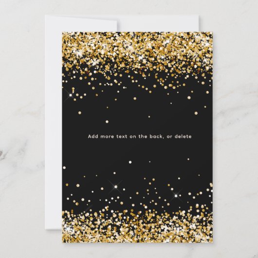 Zwart goud glitter verjaardag kaart (Achterkant)