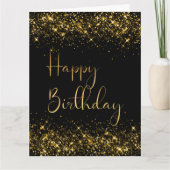 Zwart Goud Glitter Verjaardag Kaart (Voorkant)