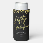 Zwart Goud Glitter Vijftig en Fabulous Verjaardag  Seltzer Blikjeskoeler (Seltzer Achterkant)