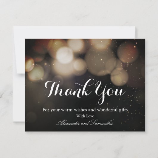 Zwart & Goud Glitter Winter bedankkaart (Voorkant)