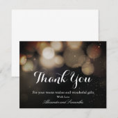 Zwart & Goud Glitter Winter bedankkaart (Voorkant / Achterkant)