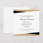 Zwart & Goud Glitter Zakelijk Professioneel Diner Kaart (Voorkant / Achterkant)