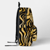 Zwart & Goud Glitter Zebra Jouw naam Abstract toev Bedrukte Rugzak (Links)