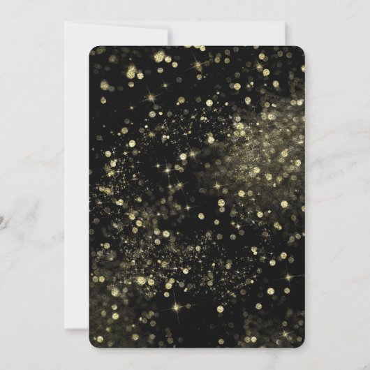 Zwart & Goud Glitterende Lichten Oudjaarsfeest Kaart (Achterkant)
