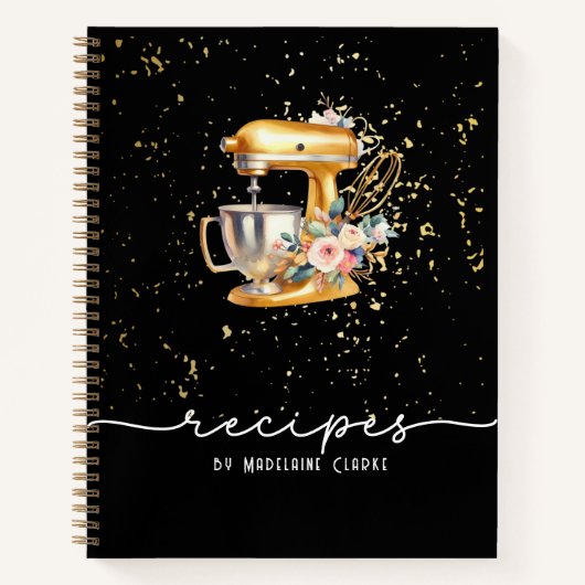 Zwart & Goud Glitterij Bakkerij Bakken Gebruiksvoo Notitieboek (Voorkant)