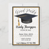 Zwart & Goud Glitters & Sterren  2 Foto Grad Feest Kaart (Voorkant)