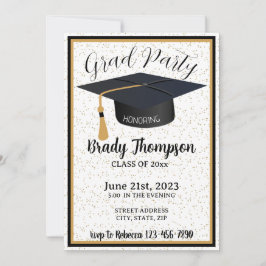 Zwart & Goud Glitters & Sterren  2 Foto Grad Feest Kaart