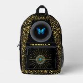Zwart & Goud Glitters Terug naar School Butterfly Bedrukte Rugzak (Voorkant)
