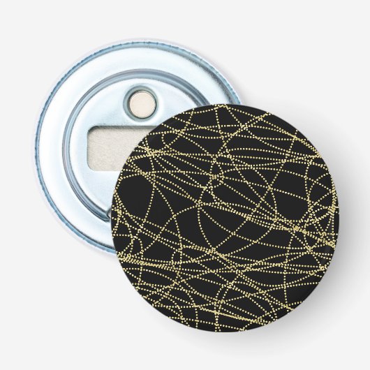 Zwart Goud Glitzy Abstract Button Flesopener (Voorkant)