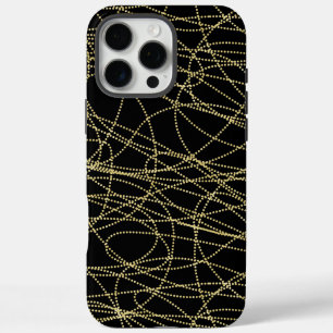 Zwart Goud Glitzy Abstract iPhone 16 Pro Max Hoesje
