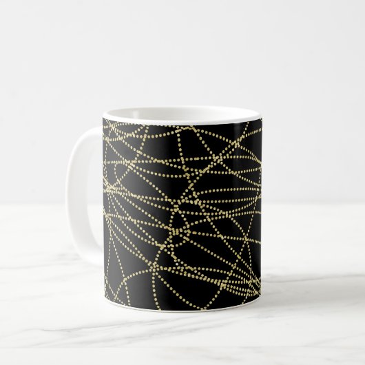 Zwart Goud Glitzy Abstract Koffiemok (Voorkant links)
