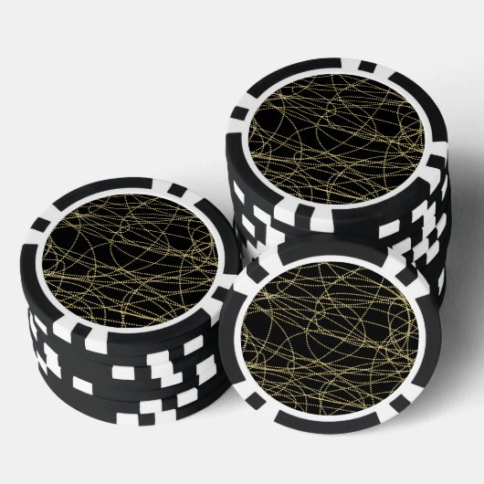 Zwart Goud Glitzy Abstract Poker Chips (Opstapeling)