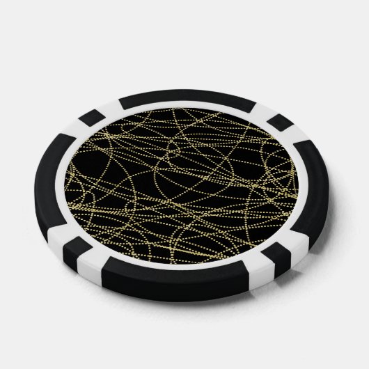 Zwart Goud Glitzy Abstract Poker Chips (Enkel)