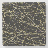 Zwart Goud Glitzy Abstract Stenen Onderzetter (Voorkant)