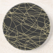 Zwart Goud Glitzy Abstract Zandsteen Onderzetter (Voorkant)