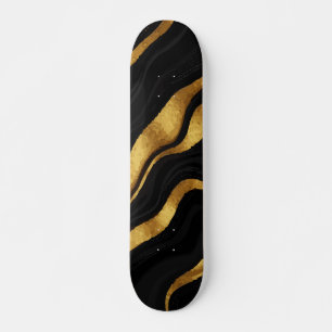 Zwart & Goud Golf Abstract Ontwerp Persoonlijk Skateboard