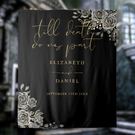 Zwart Goud Gothic Rozen Bloemen Bruiloft Foto Prop Wandkleed