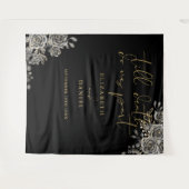 Zwart Goud Gothic Rozen Bloemen Bruiloft Foto Prop Wandkleed (Voorkant (horizontaal))