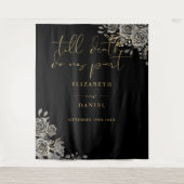 Zwart Goud Gothic Rozen Bloemen Bruiloft Foto Prop Wandkleed (Voorkant)