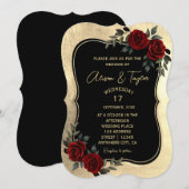 Zwart Goud Gotisch Rood Groen Bloemen Huwelijk Kaart (Voorkant / Achterkant)