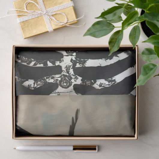 Zwart & Goud Gotisch Skelet Decoupage Tissuepapier (Geschenk)