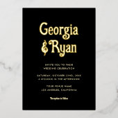 Zwart & Goud Gotische Halloween bruiloft Folie Uit Folie Uitnodiging (Voorkant)