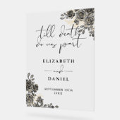 Zwart Goud Gotische Rozen Bloemen Huwelijk Acryl Bord (Hoek)