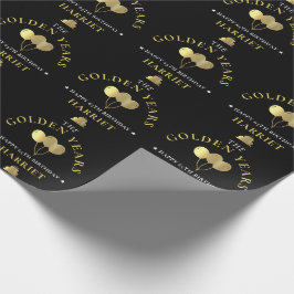 Zwart & Goud Gouden Jaren 65e Verjaardag Cadeaupapier