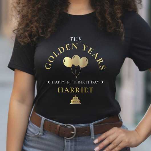 Zwart & Goud Gouden Jaren 65e Verjaardag T-shirt