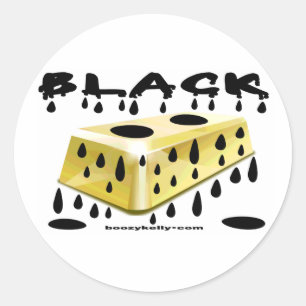 Zwart, goud, goudstang, hard Pet sticker, olie Ronde Sticker