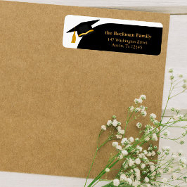 Zwart Goud Graduation Cap retouradres Etiket