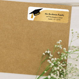Zwart Goud Graduation Cap retouradres Etiket