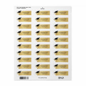 Zwart Goud Graduation Cap retouradres Etiket (Full Sheet)