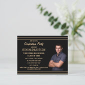 Zwart Goud Graduation Party Foto Briefkaart (Staand voorkant)