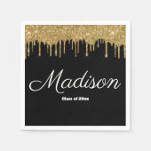Zwart Goud Graduation Party Klasse van 2024 Papier Servet (Voorkant)