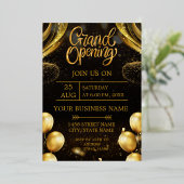 Zwart & Goud Grand Opening Uitnodiging (Staand Voorkant)