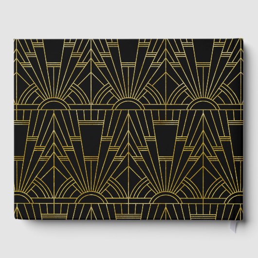 Zwart & Goud Great Gatsby Art Deco Bruiloft Gastenboek (Achterkant)