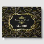 Zwart & Goud Great Gatsby Art Deco Bruiloft Gastenboek (Voorkant)