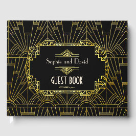 Zwart & Goud Great Gatsby Art Deco Bruiloft Gastenboek