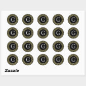 Zwart Goud Griekse Key Monogram Envelop Afdichting Ronde Sticker (Vel)