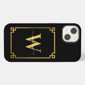 Zwart & Goud Griekse Sleutel Monogram iPhone Hoesje (Achterkant horizontaal)