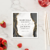 Zwart, Goud & Grijs Mist Agaat Bruiloft uitnodigin Servet (Insitu)
