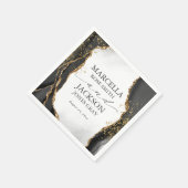 Zwart, Goud & Grijs Mist Agaat Bruiloft uitnodigin Servet (Hoek)