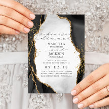 Zwart, Goud & Grijs Mist Agate Trouw RSVP