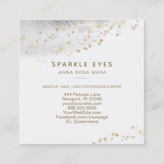 ** Zwart Goud Grijs Ogen Lashes Glam Luxe Vierkante Visitekaartje (Achterkant)