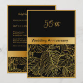 Zwart Goud Groen 50e trouwdag kaart (Voorkant / Achterkant)