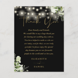 Zwart Goud Groen Dank u Wedding Place Card Briefkaart