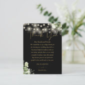 Zwart Goud Groen Dank u Wedding Place Card Briefkaart (Staand voorkant)