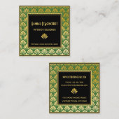 Zwart, goud, groen gekleurd decodeventilatorbeeld vierkante visitekaartje (Voorkant / Achterkant)