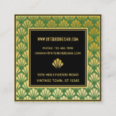 Zwart, goud, groen gekleurd decodeventilatorbeeld vierkante visitekaartje (Achterkant)